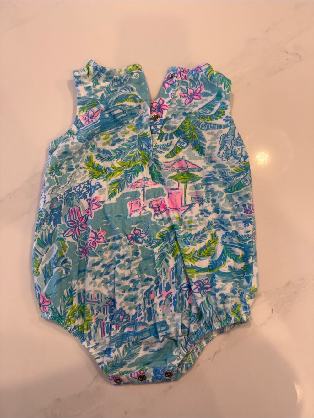 Lilly Pulitzer Blue Pink Green Tropical Print One-Piece - Picture 3 of 3